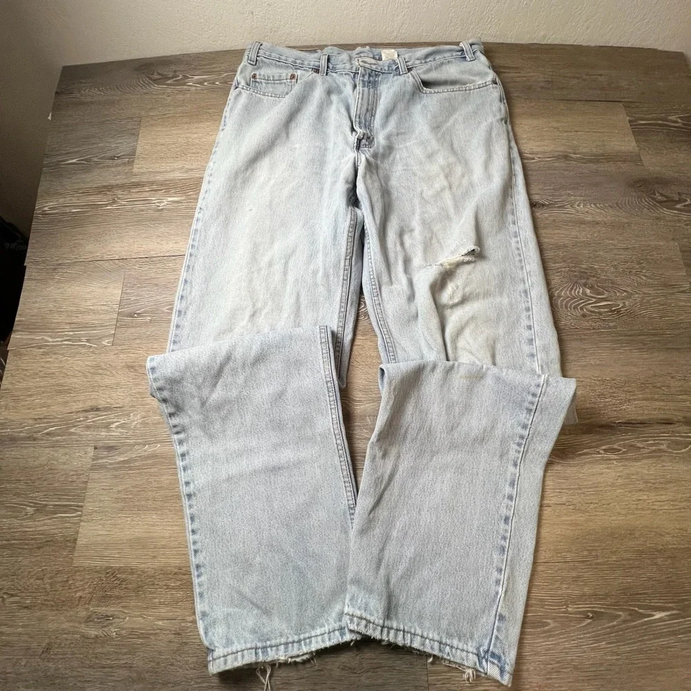 Levis 550 Jeans Mens 38x36 Light Blue Distressed Relaxed Fit Vintage 90s Canada